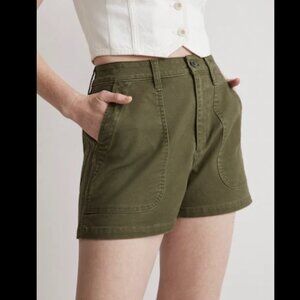 Madewell Women’s Green The Perfect Vintage Fatigue Short 27 High Rise Utilility